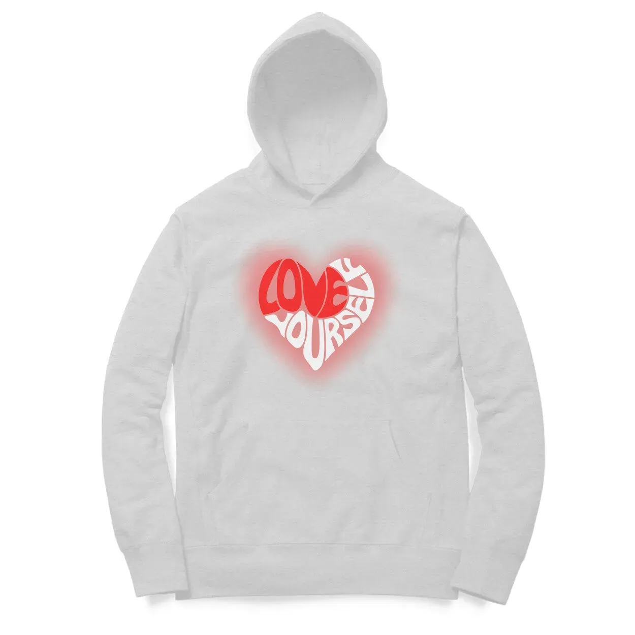 Love-Yourself Typographic Print Cotton Hoodie For Men and Women