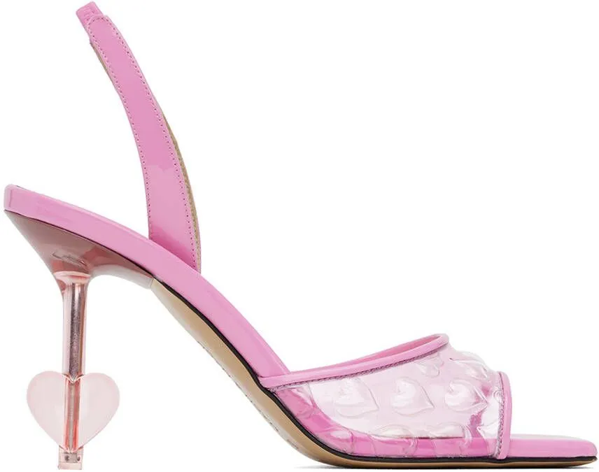 MACH & MACH Pink Heart Embellished Sandals