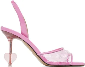 MACH & MACH Pink Heart Embellished Sandals