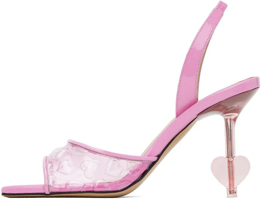 MACH & MACH Pink Heart Embellished Sandals