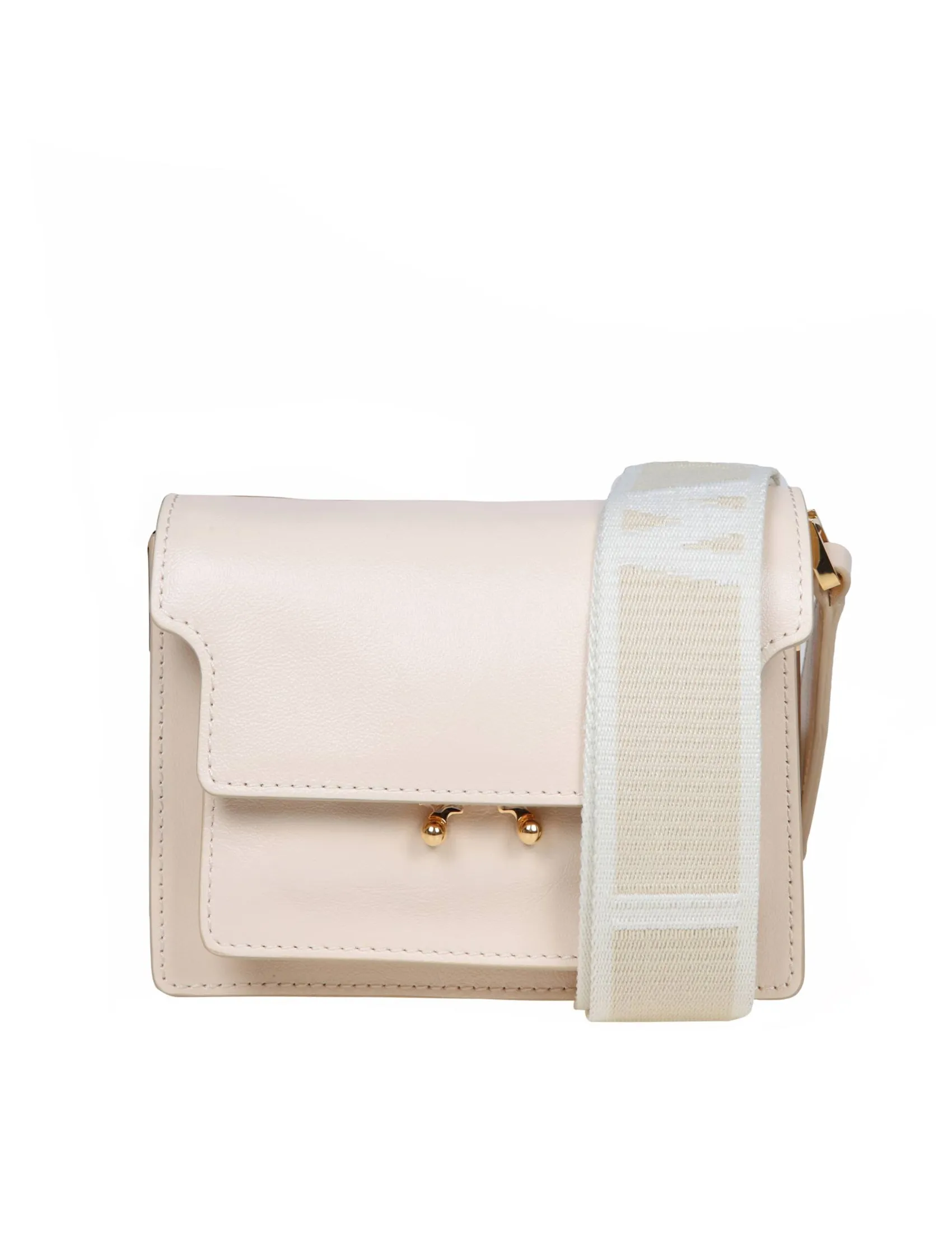 MARNI SMALL TRUNK SOFT SHOULDER BAG IN CREAM COLOR LEATHER