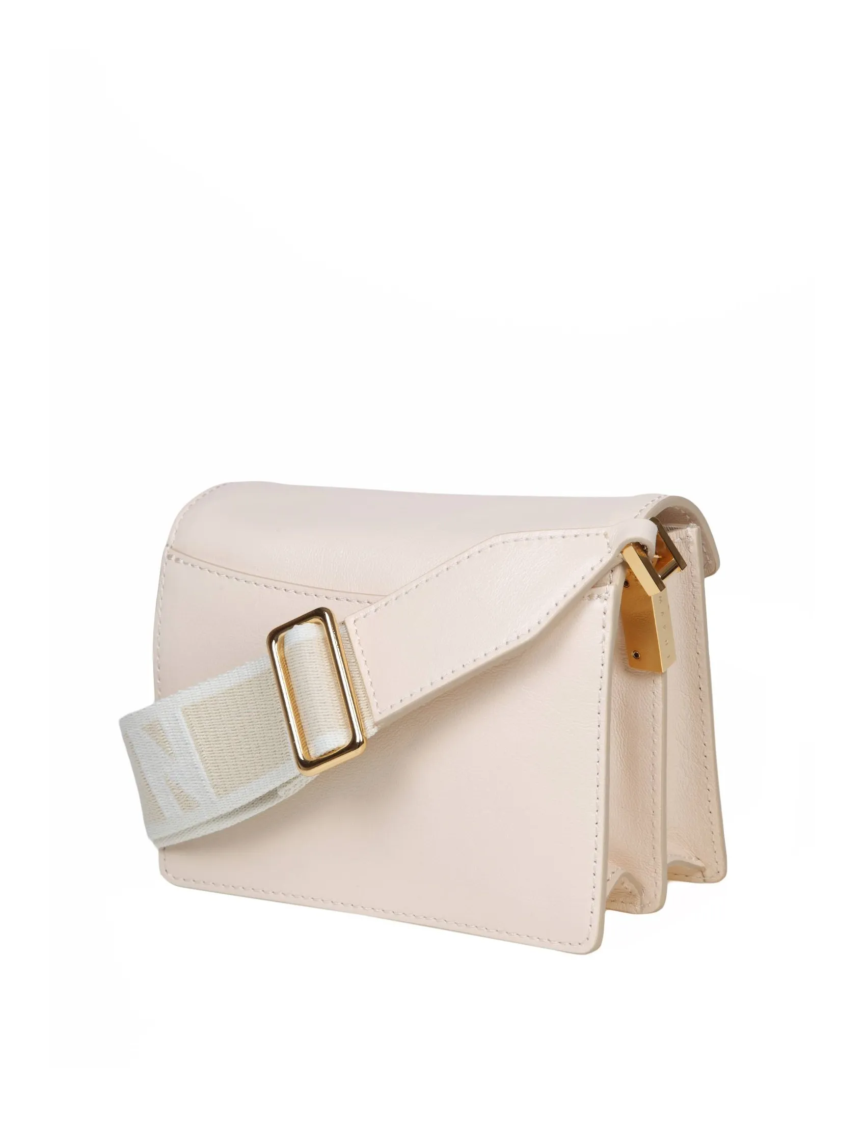 MARNI SMALL TRUNK SOFT SHOULDER BAG IN CREAM COLOR LEATHER