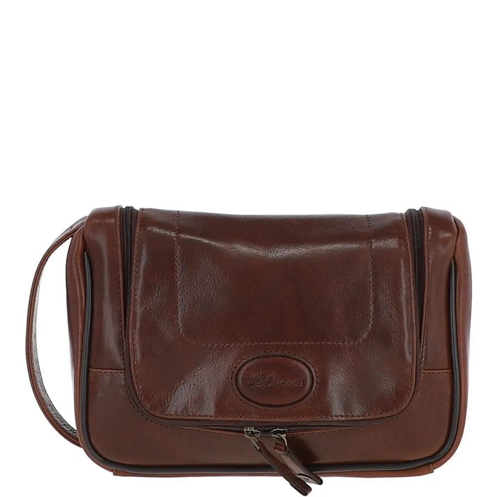 Mayfair Hi Veg Leather Hanging Wash Bag Tempo Brown : 8140