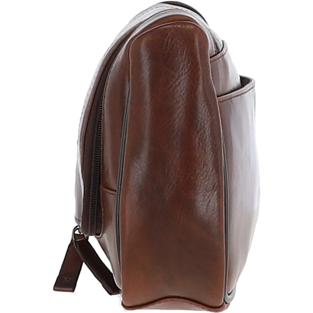 Mayfair Hi Veg Leather Hanging Wash Bag Tempo Brown : 8140