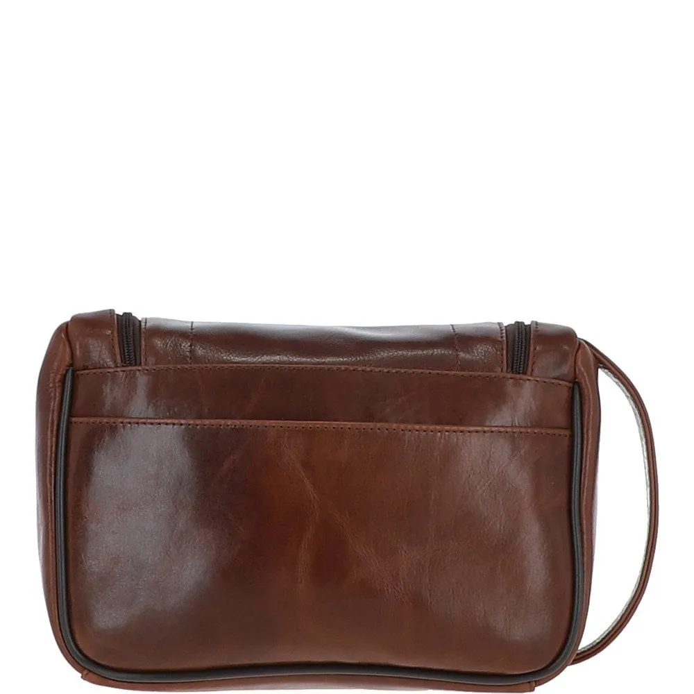 Mayfair Hi Veg Leather Hanging Wash Bag Tempo Brown : 8140