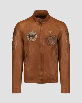 Men's brown leather jacket Aeronautica Militare 241pn5037pl147-6