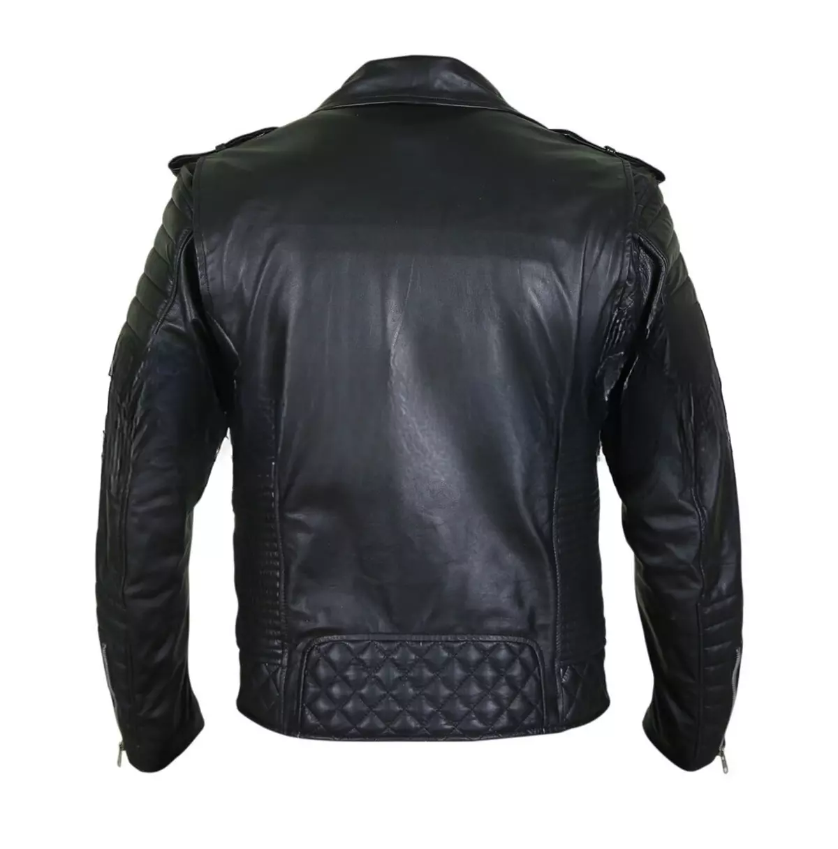 Men's Black Brando Leather Motorcycle Jacket With Shoulder Epaulets