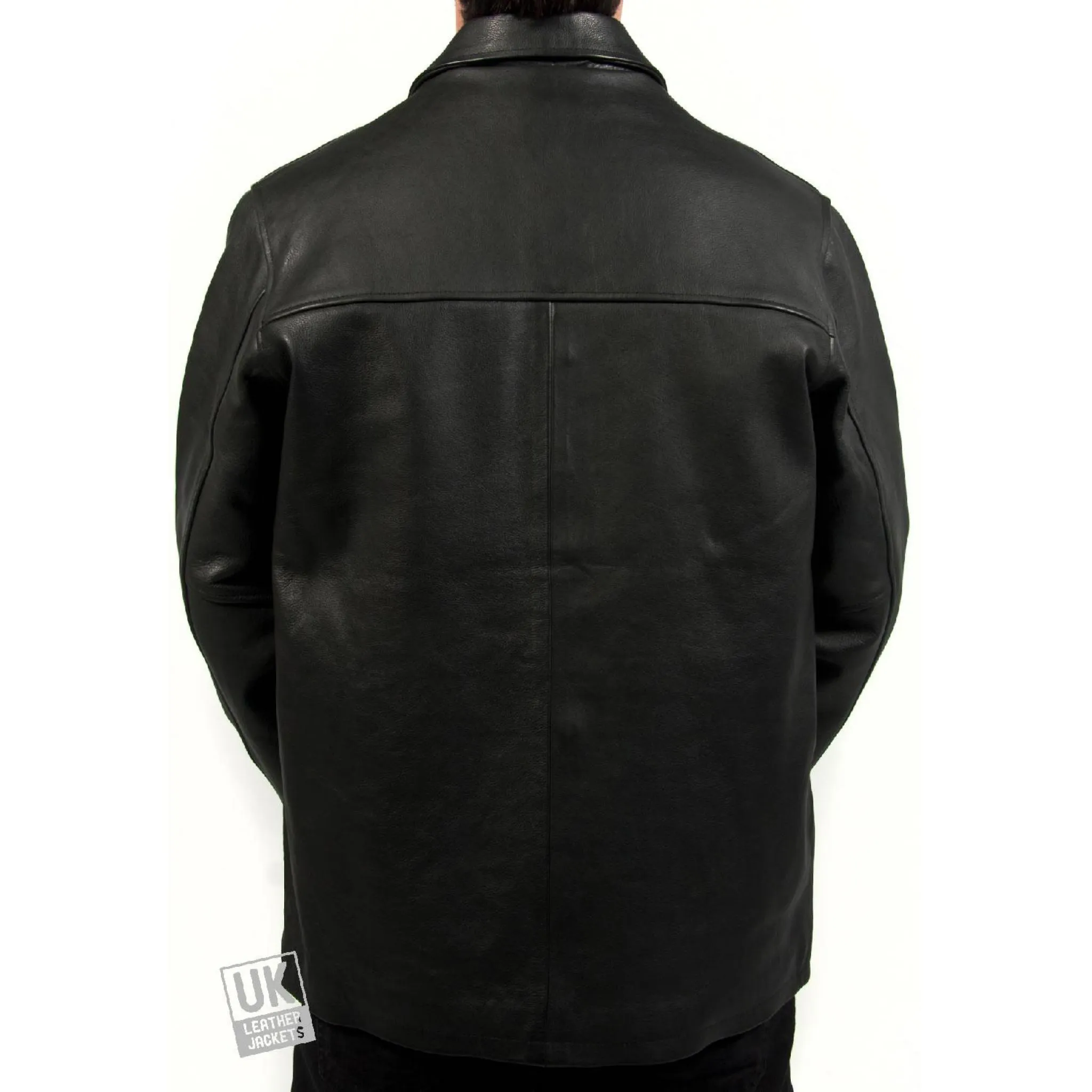 Mens Black Leather Jacket in Cow Hide - Porter | Free UK Delivery