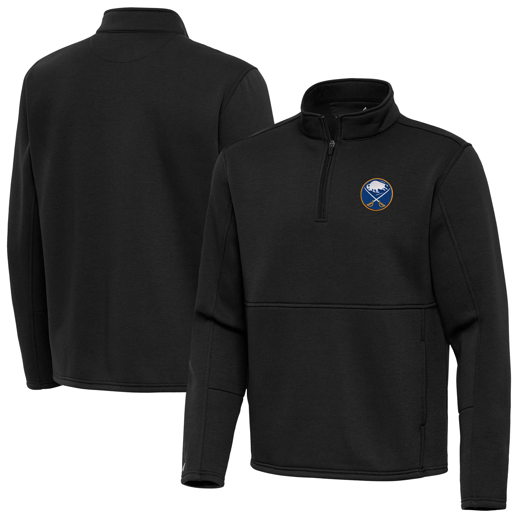 Men's Buffalo Sabres Antigua Black Twist Quarter-Zip Pullover Jacket