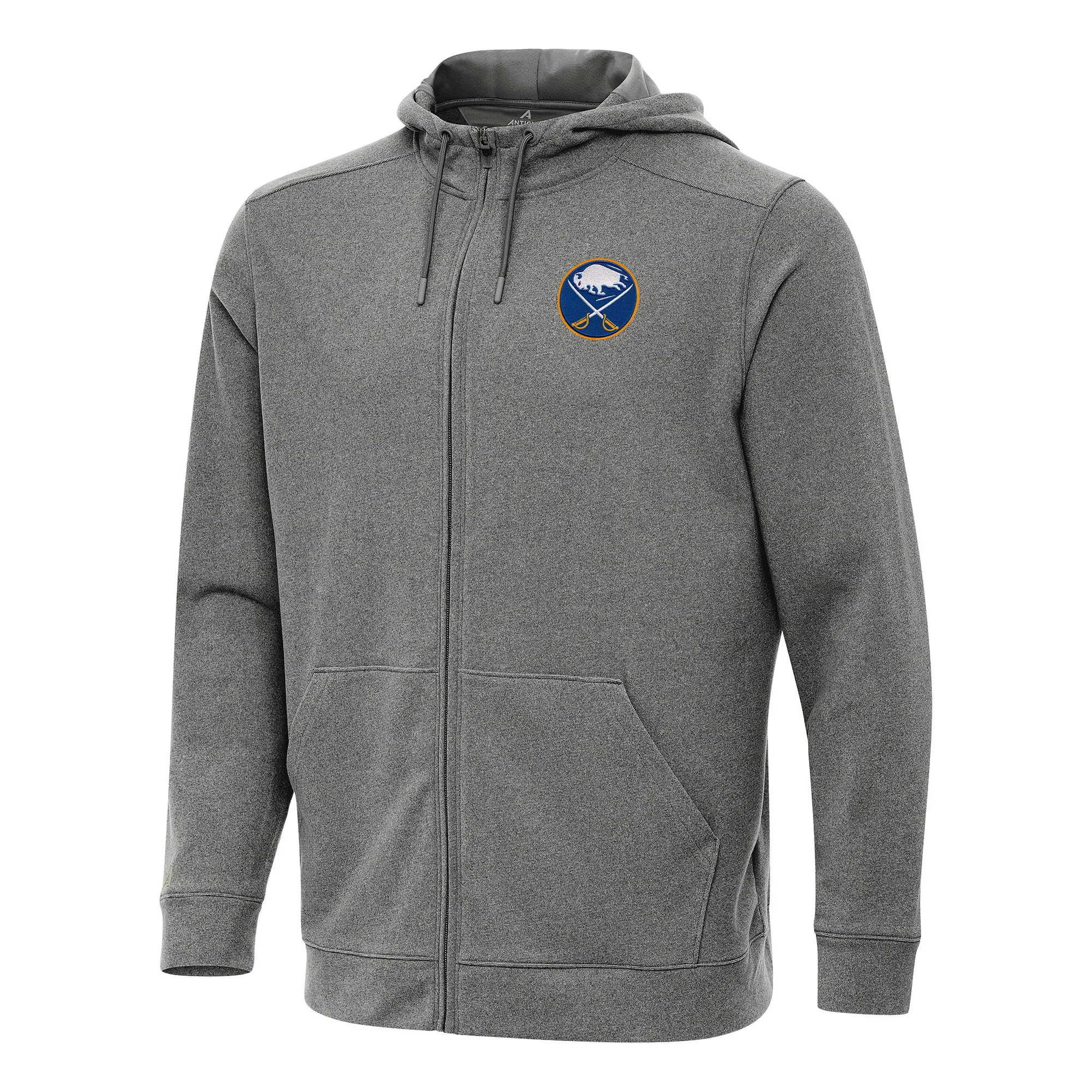 Men's Buffalo Sabres Antigua Heather Black Effortless Full-Zip Hoodie Jacket