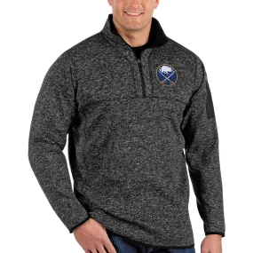 Men's Buffalo Sabres Antigua Heather Black Fortune Big & Tall Quarter-Zip Pullover Jacket