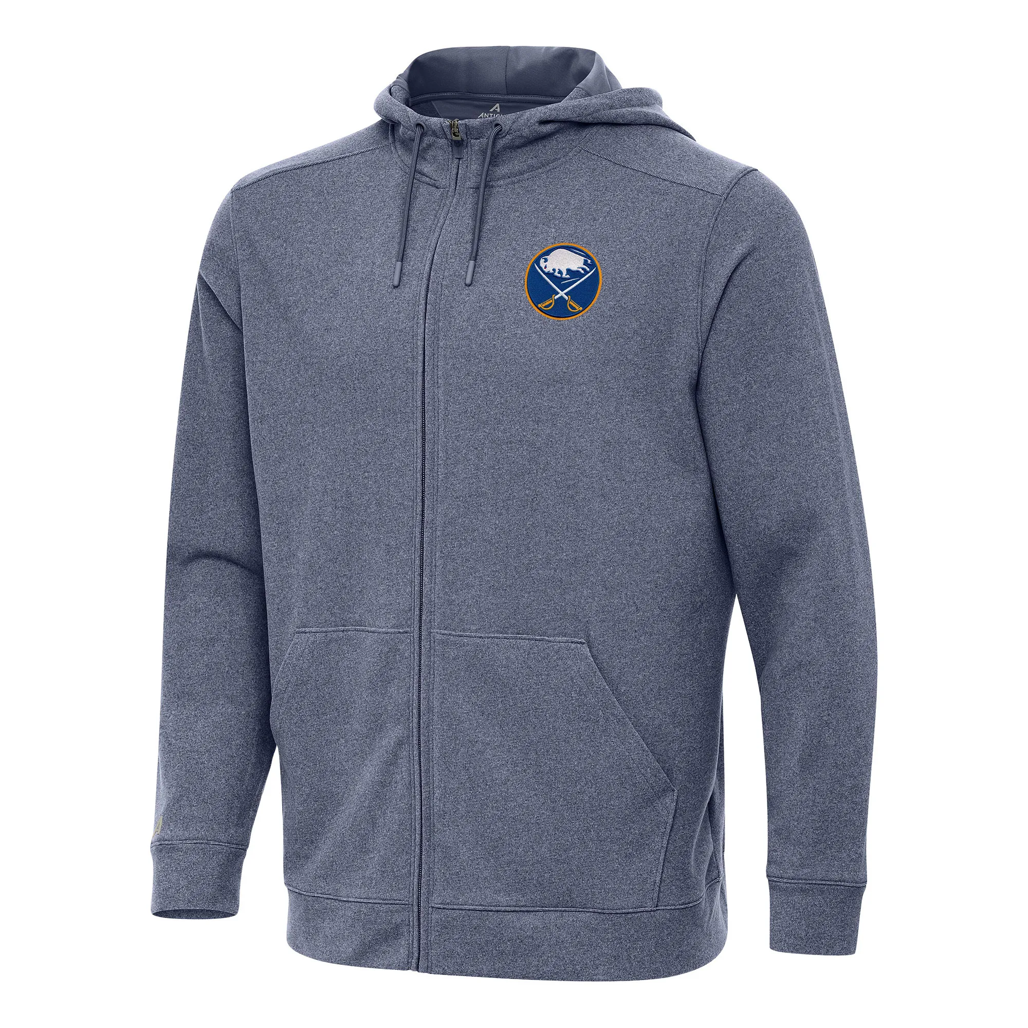 Men's Buffalo Sabres Antigua Heather Navy Effortless Full-Zip Hoodie Jacket