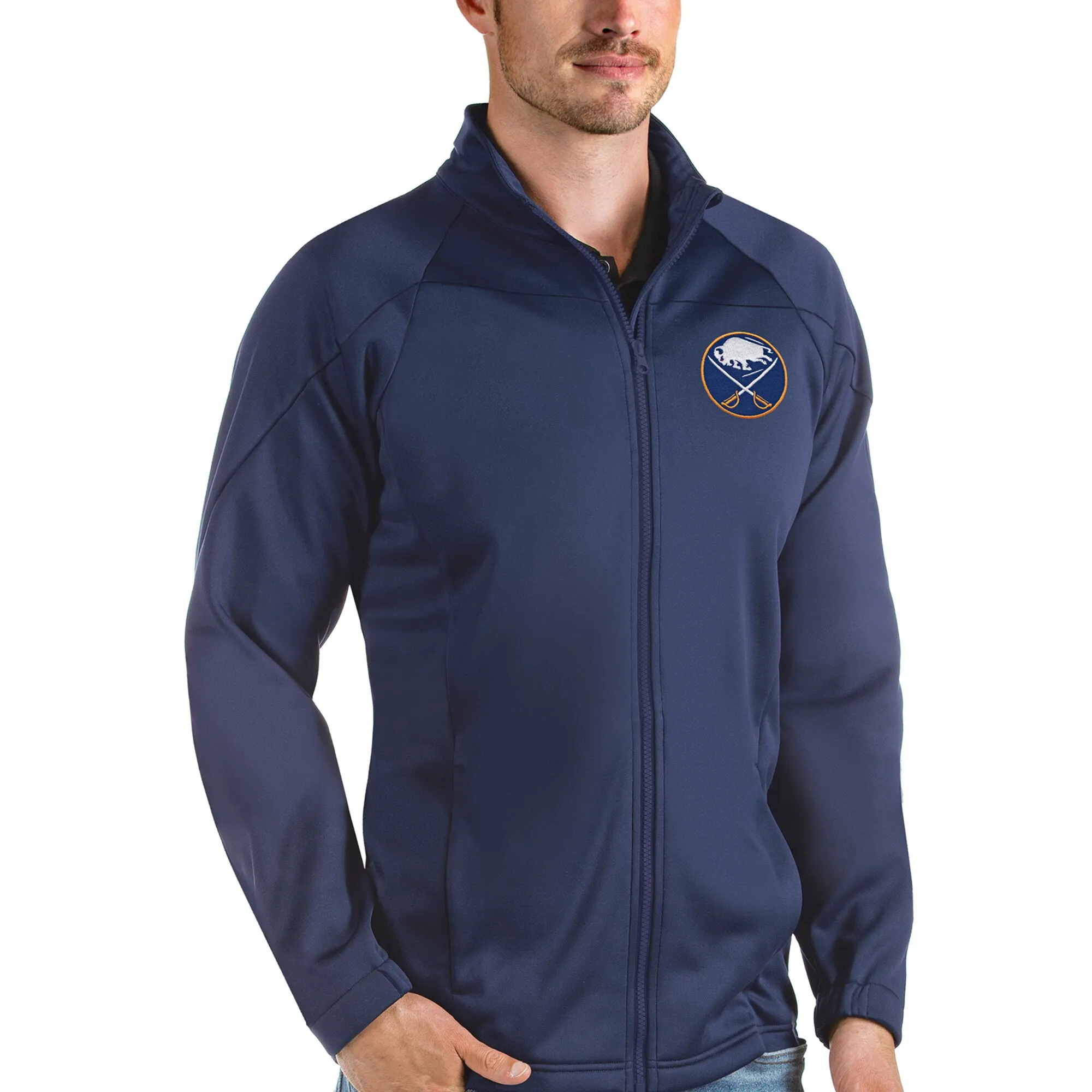 Men's Buffalo Sabres Antigua Navy Links Full-Zip Golf Jacket