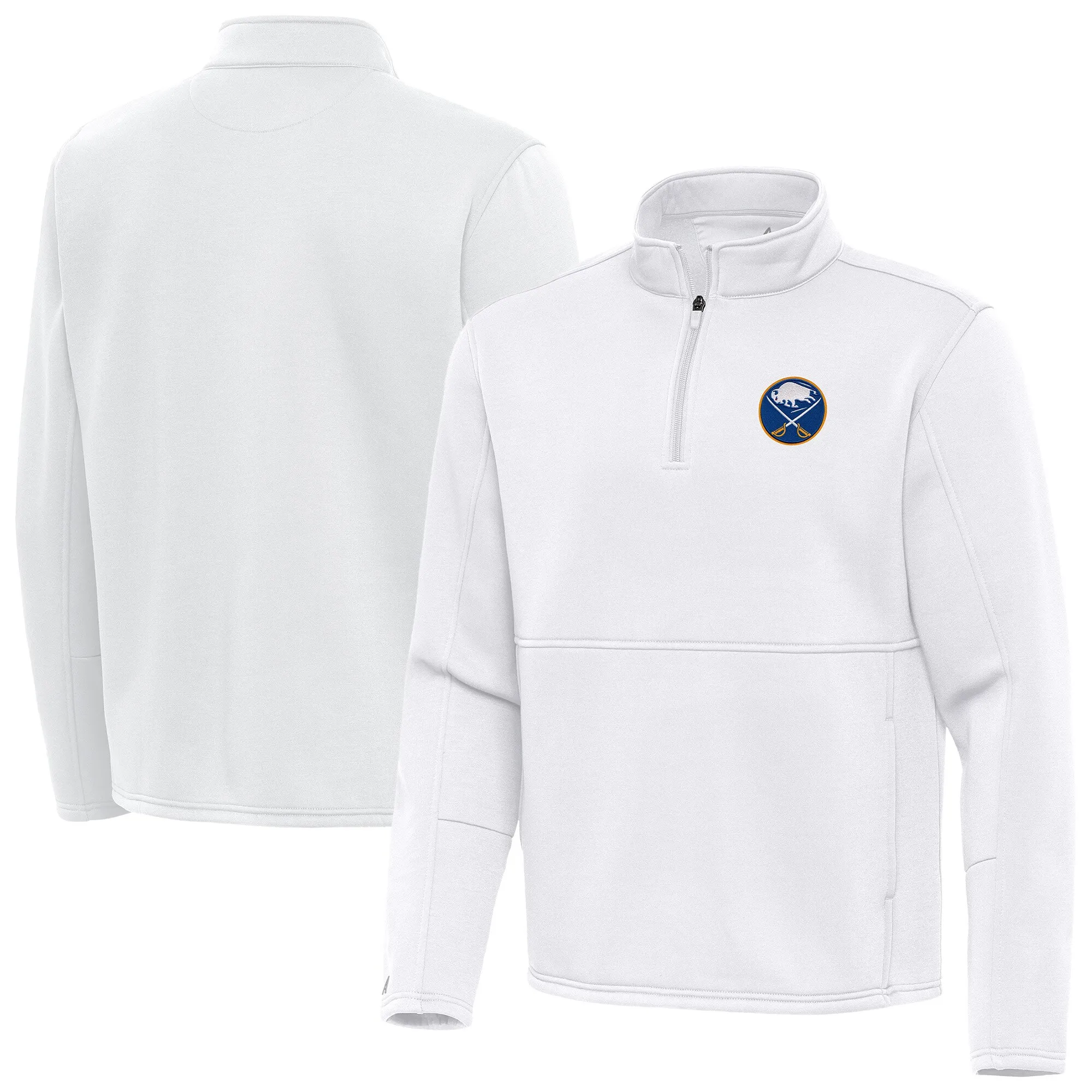 Men's Buffalo Sabres Antigua White Twist Quarter-Zip Pullover Jacket