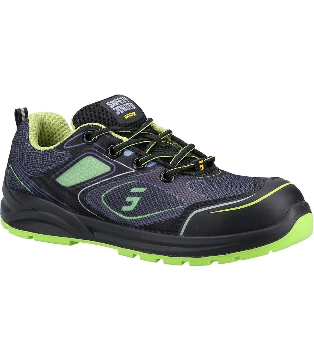 Mens cador safety trainers black/green Safety Jogger