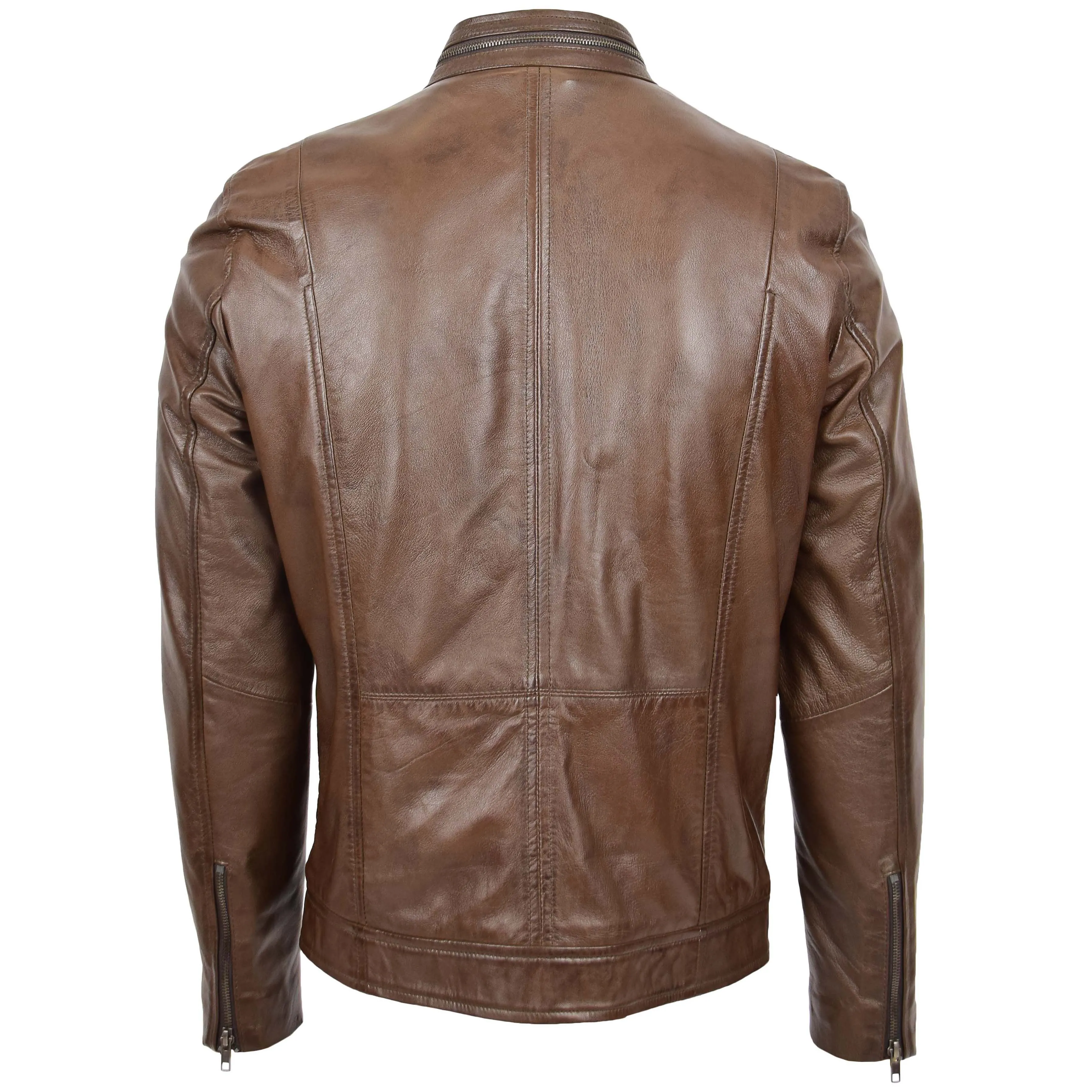 Mens Casual Biker Leather Jacket Jaime Timber