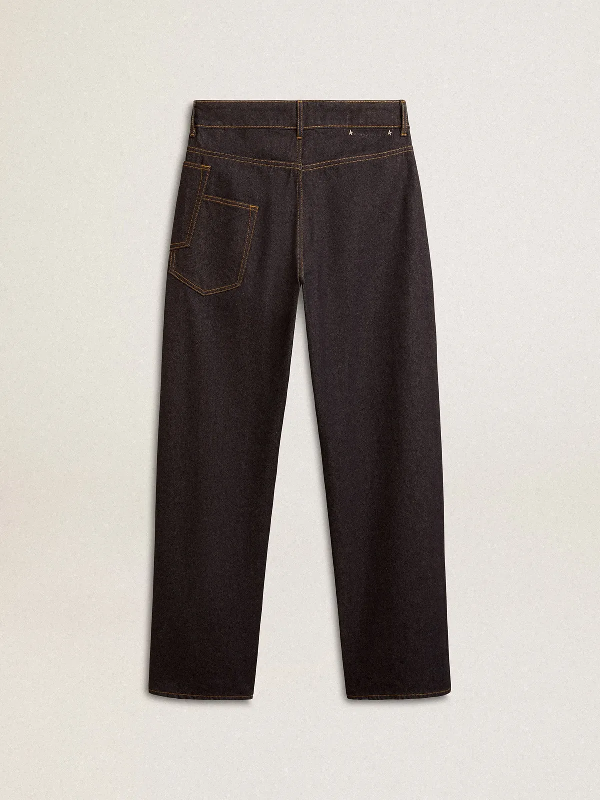 Men’s dark blue wide-leg jeans in one-wash denim