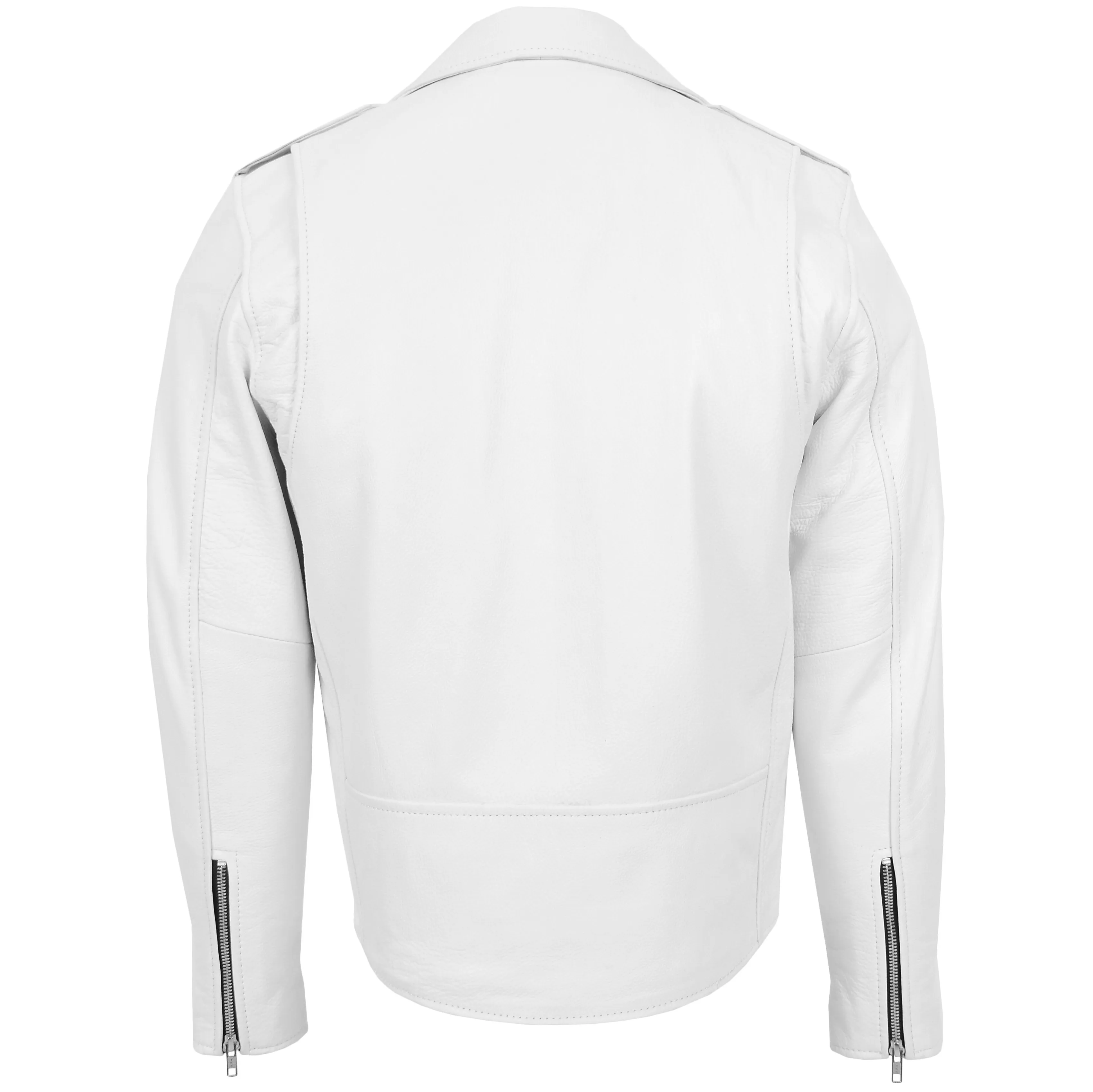 Mens Heavy Duty Leather Biker Brando Jacket Kyle White