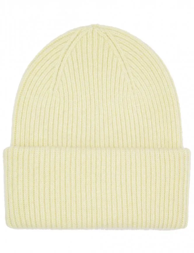 Merino Wool Chunky Beanie Hat - Soft Yellow