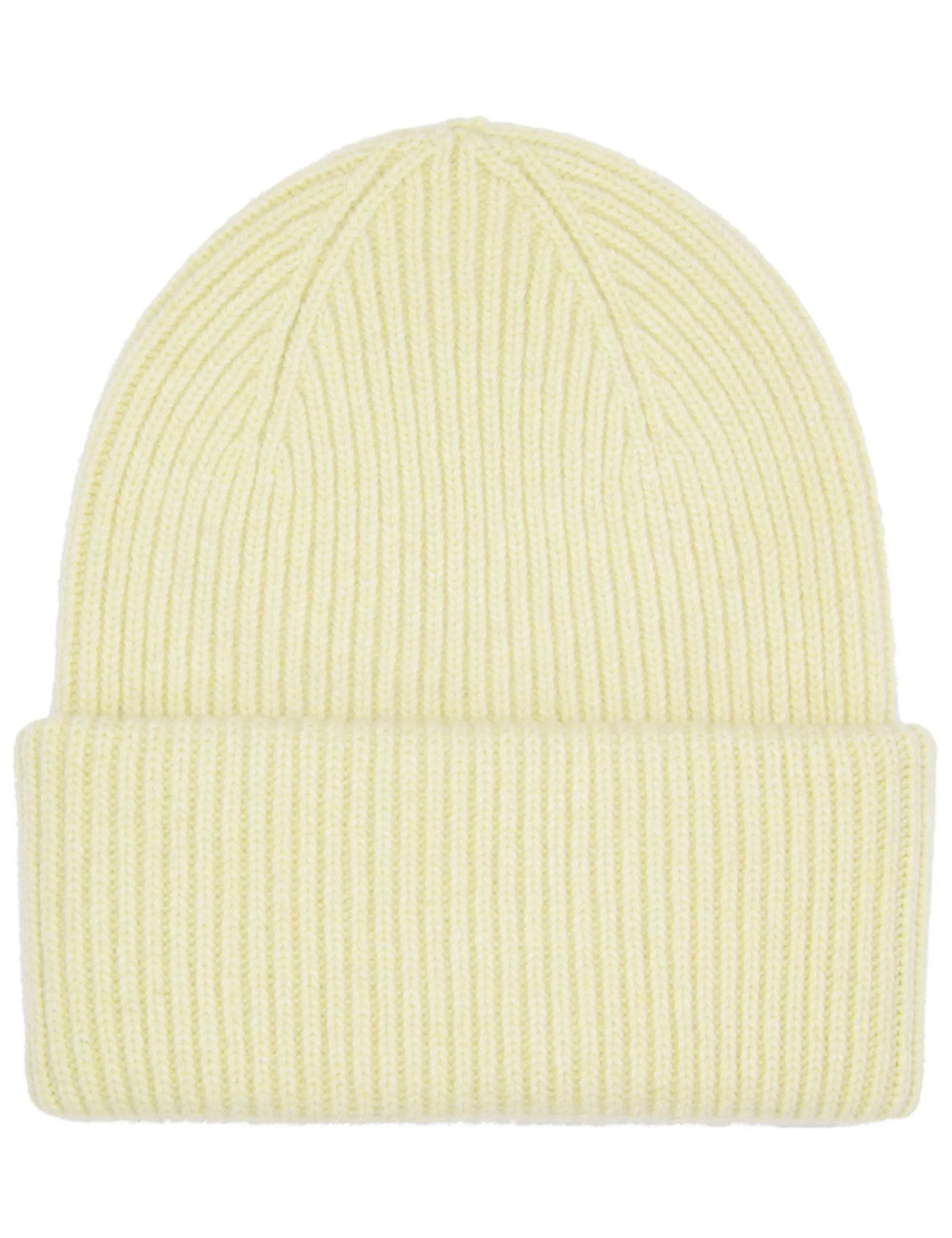 Merino Wool Chunky Beanie Hat - Soft Yellow