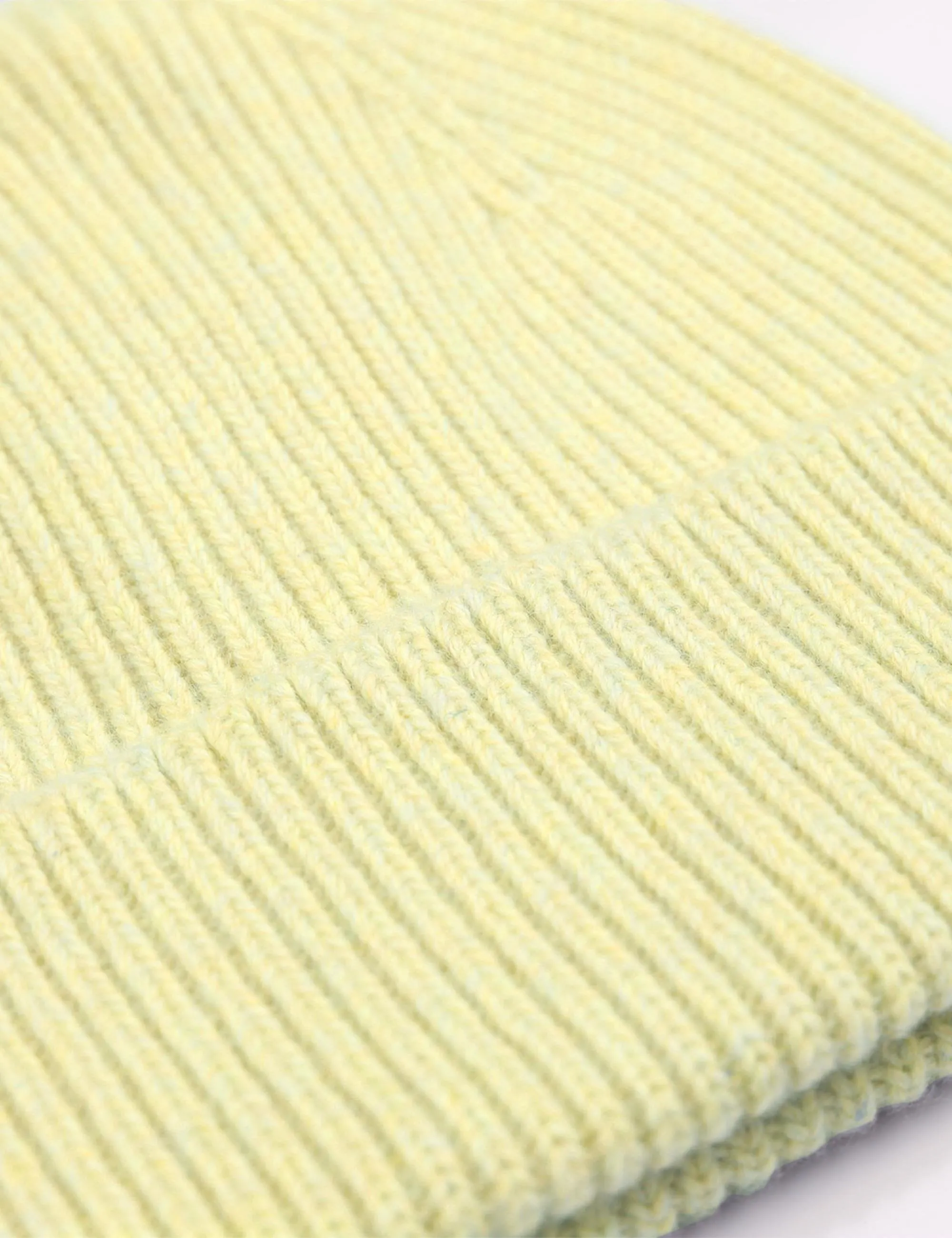 Merino Wool Chunky Beanie Hat - Soft Yellow