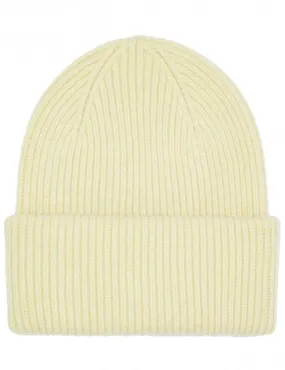 Merino Wool Chunky Beanie Hat - Soft Yellow