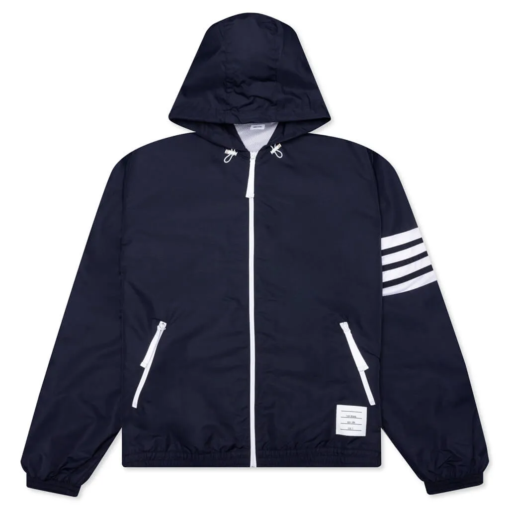 Mesh 4-Bar Hooded Zip Up Jacket  - Navy