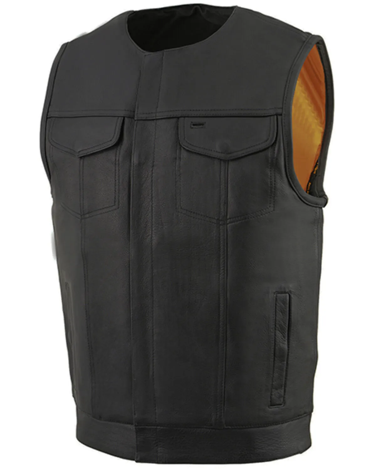 Milwaukee Leather Men's Cool-Tec Leather Concealed Carry Motorcycle Club Style Vest - 3X