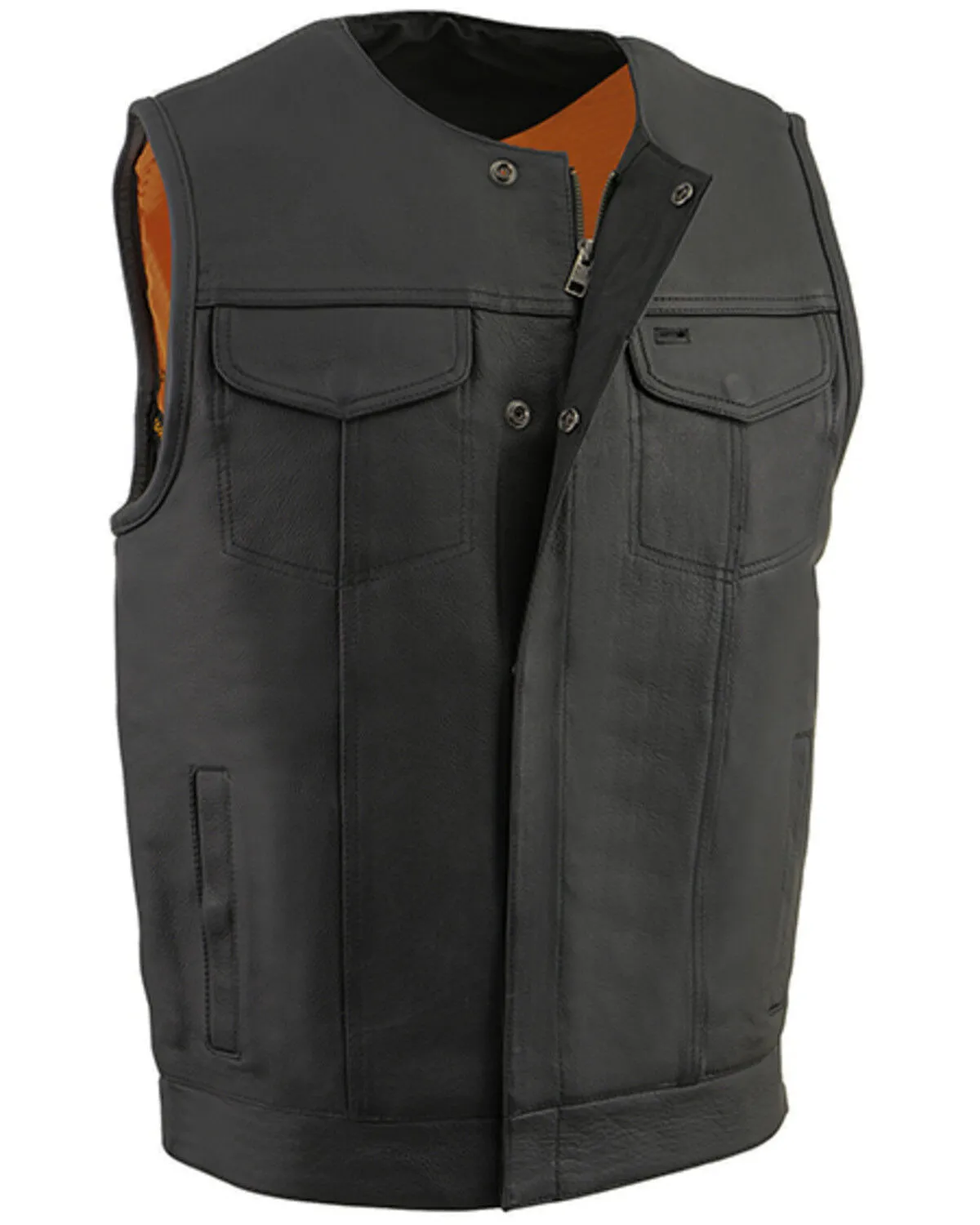 Milwaukee Leather Men's Cool-Tec Leather Concealed Carry Motorcycle Club Style Vest - 3X