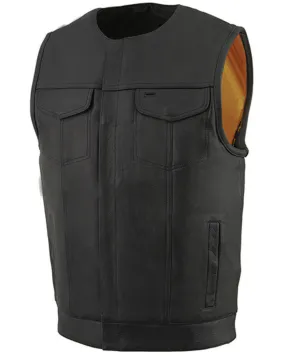 Milwaukee Leather Men's Cool-Tec Leather Concealed Carry Motorcycle Club Style Vest - 6X