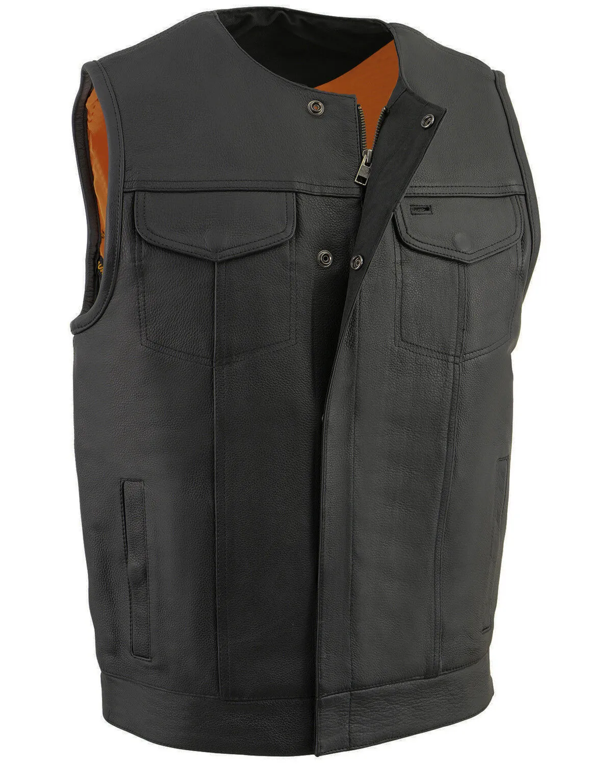 Milwaukee Leather Men's Cool-Tec Leather Concealed Carry Motorcycle Club Style Vest