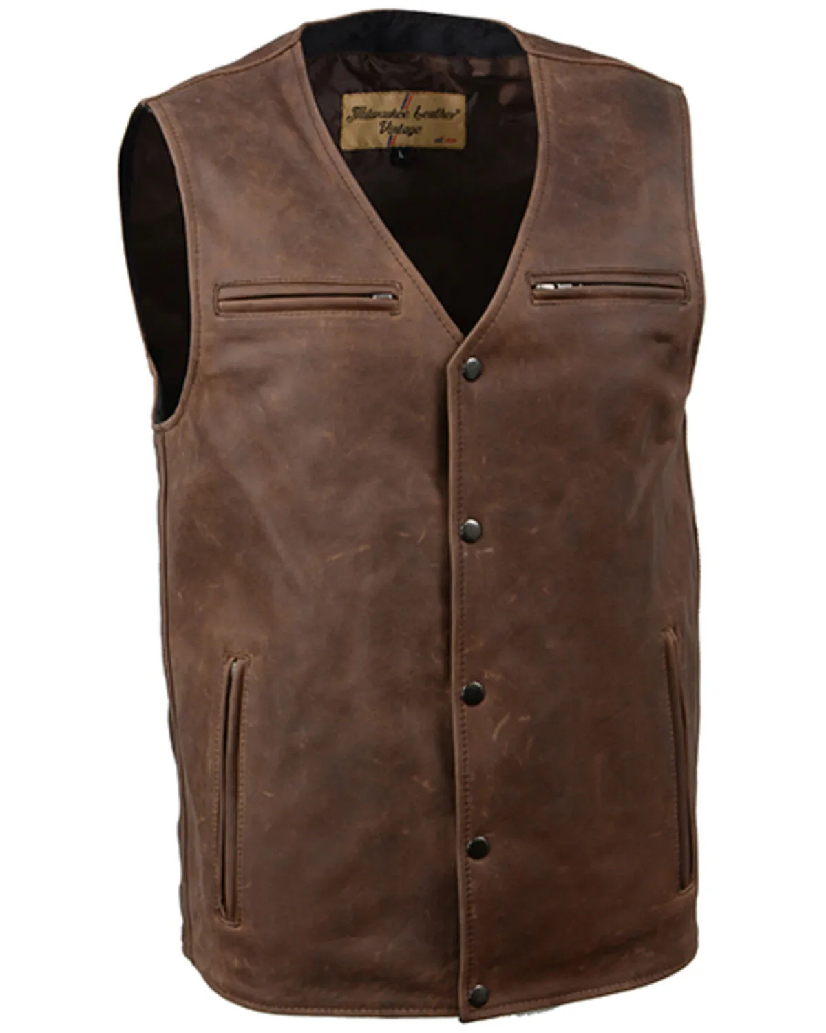 Milwaukee Leather Men's Gambler Concealed Carry Vintage Motorcycle Leather Vest - 3X