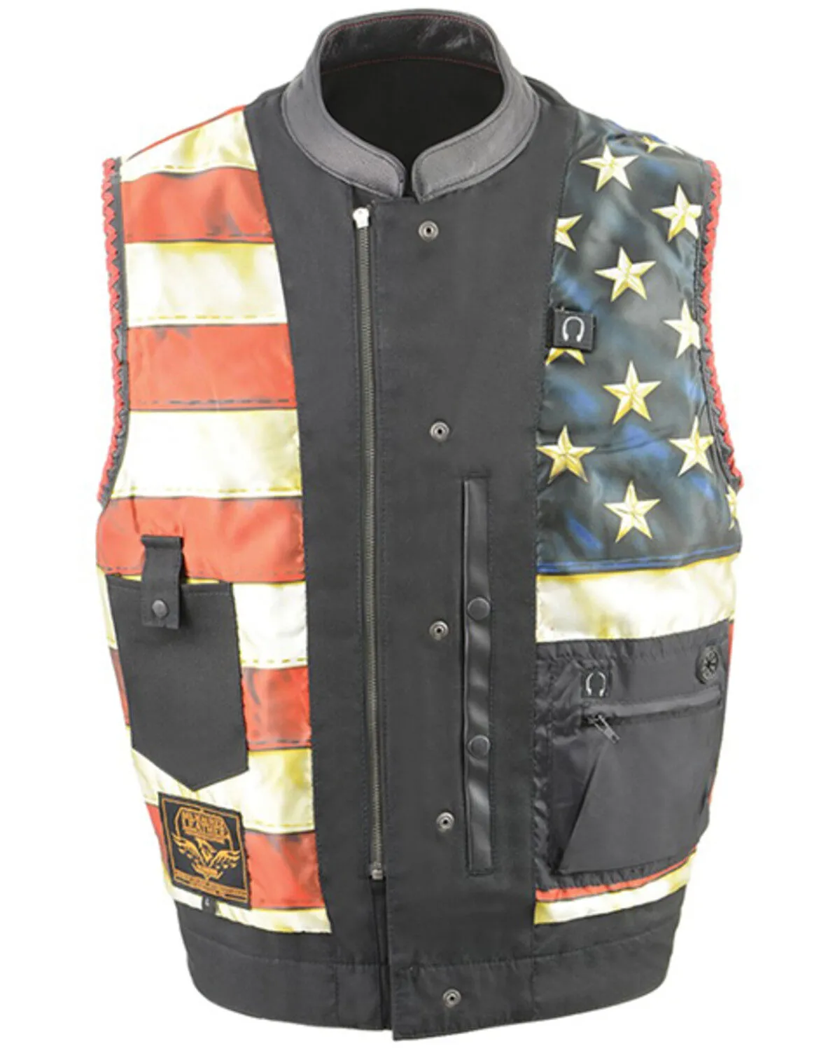 Milwaukee Leather Men's Old Glory Laced Arm Hole Concealed Carry Leather Vest - 4X