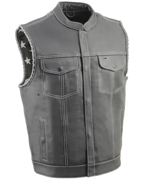 Milwaukee Leather Men's Old Glory Laced Arm Hole Concealed Carry Leather Vest - 5X