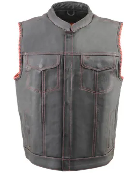 Milwaukee Leather Men's Old Glory Laced Arm Hole Concealed Carry Leather Vest - 7X