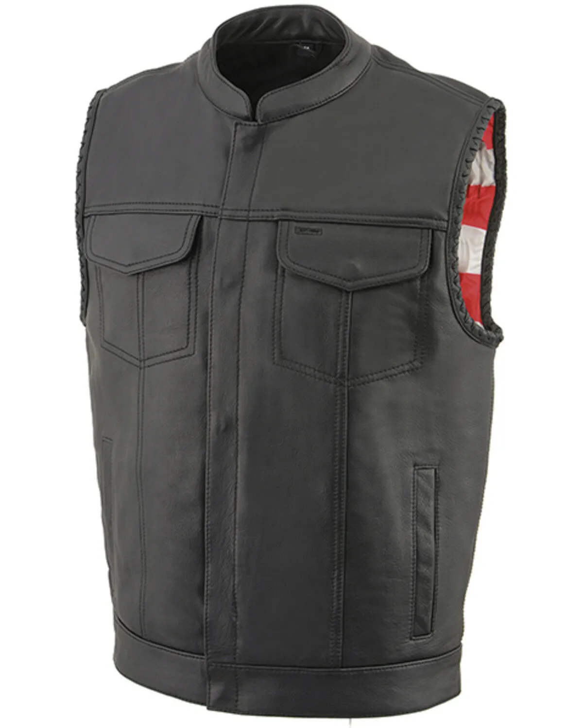 Milwaukee Leather Men's Old Glory Laced Arm Hole Concealed Carry Leather Vest