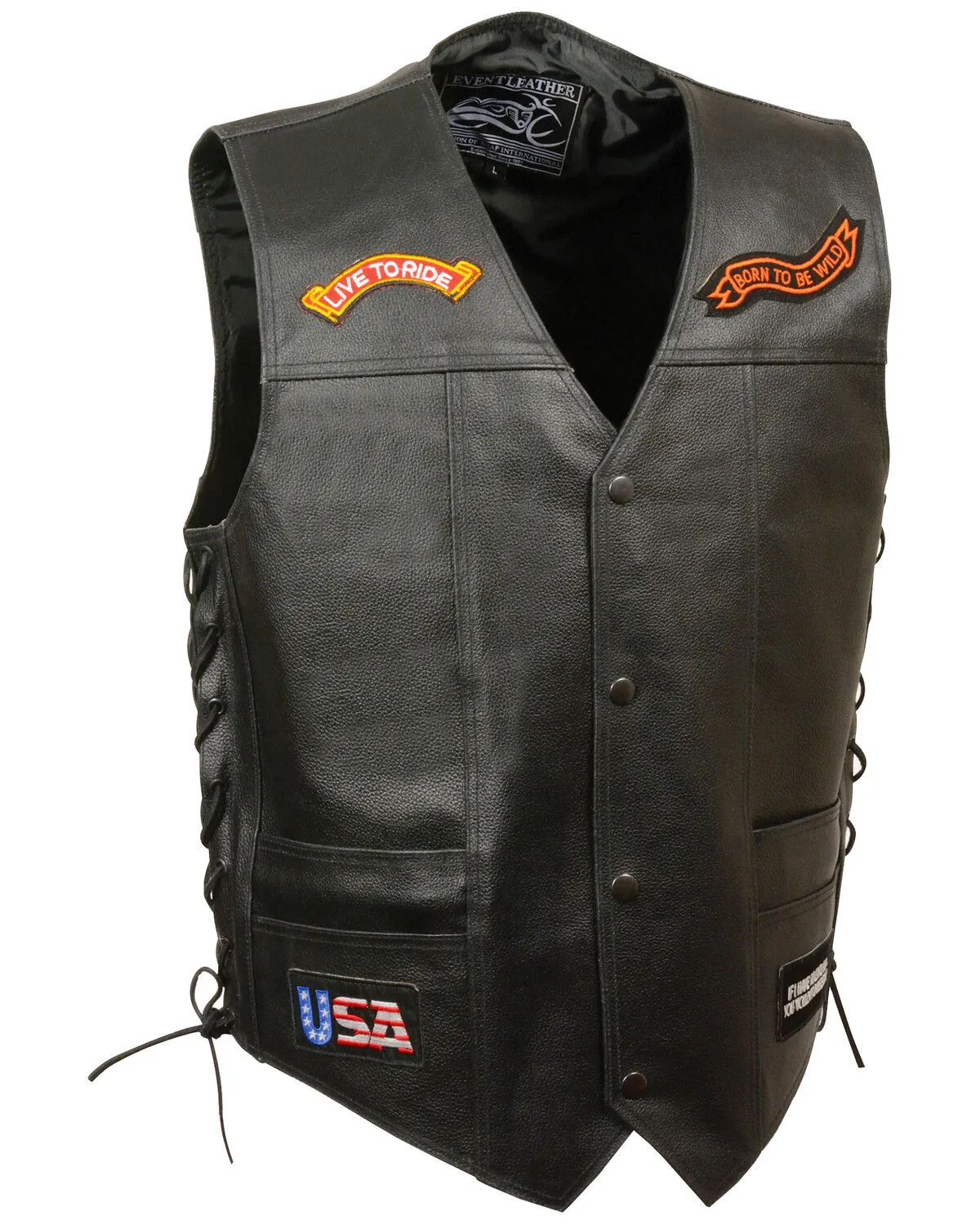 Milwaukee Leather Men's Side Lace "Live to Ride" Patch Vest - 4X