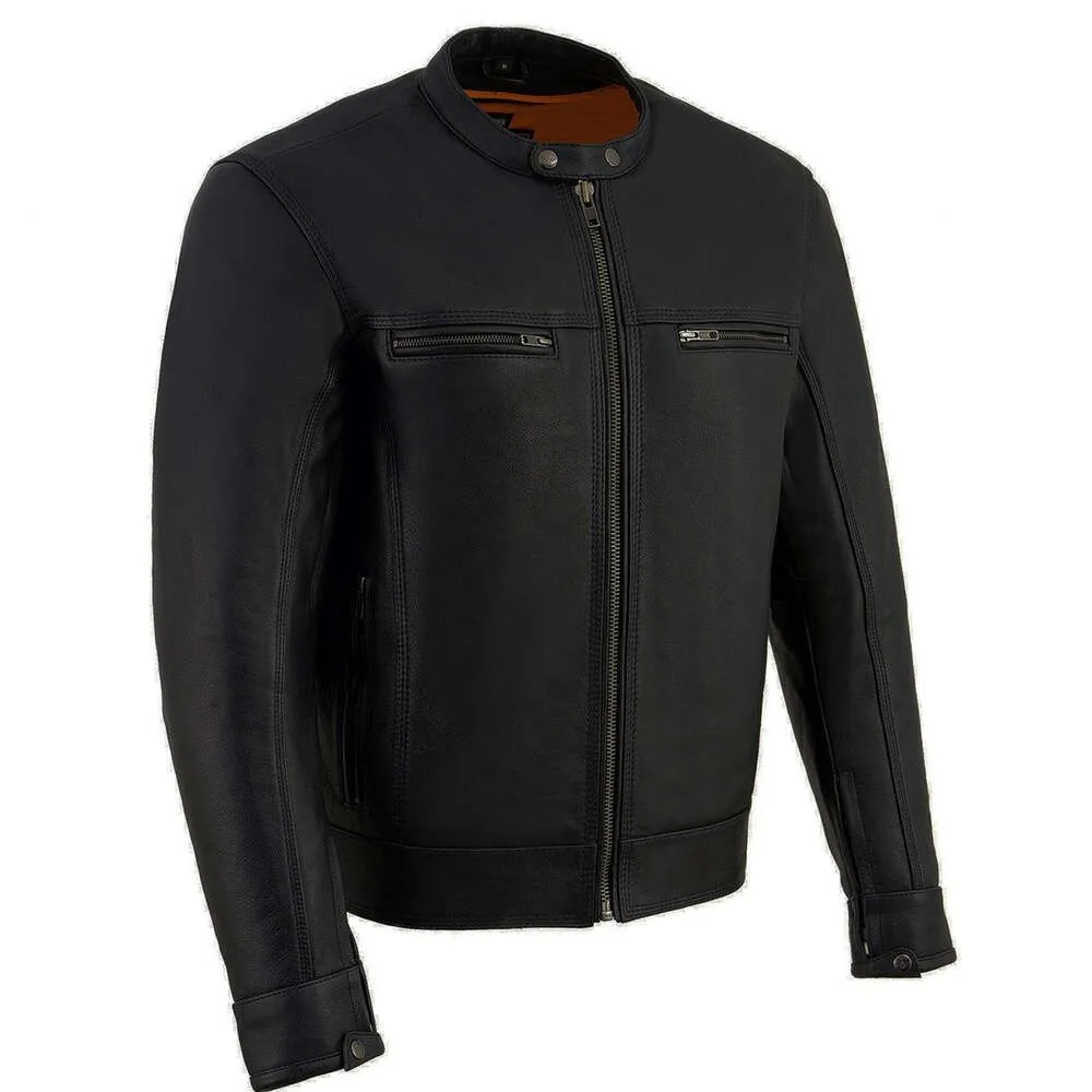 Milwaukee Leather Men's Cool-Tec Leather Scooter Style Motorcycle Jacket with Liner