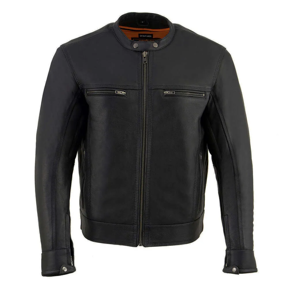 Milwaukee Leather Men's Cool-Tec Leather Scooter Style Motorcycle Jacket with Liner