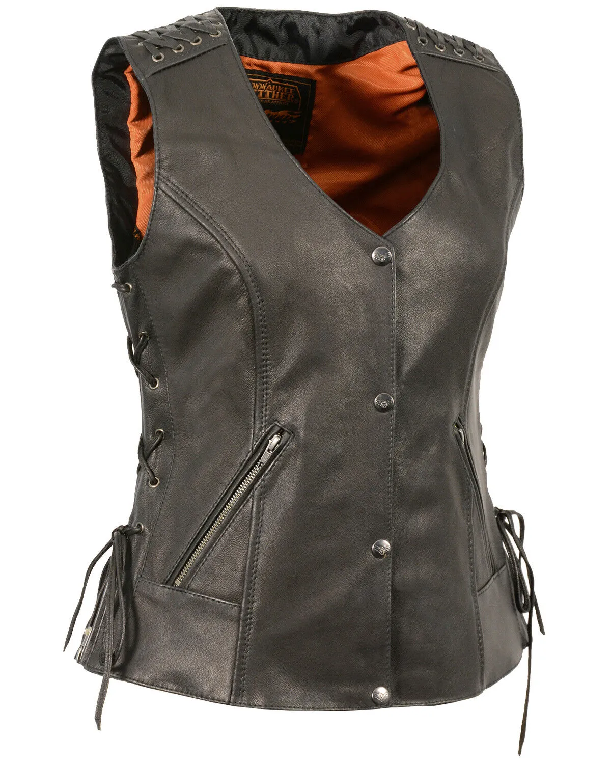 Milwaukee Leather Women's Lightweight Lace To Lace Snap Front Vest - 5X