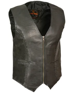 Milwaukee Leather Women's Zipper Front Braided Vest - 4X