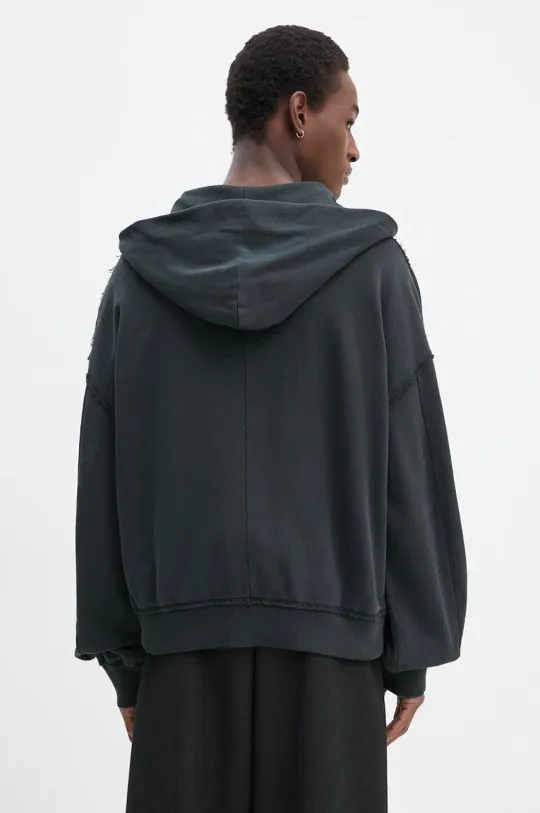 MM6 Maison Margiela cotton sweatshirt men's black color hooded with a print SH2GU0014.M25004