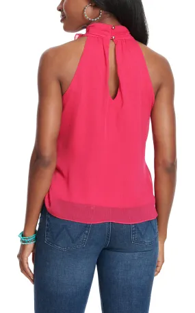 Moa Moa Women's Fuchsia Sleeveless Ruffle Rose Top