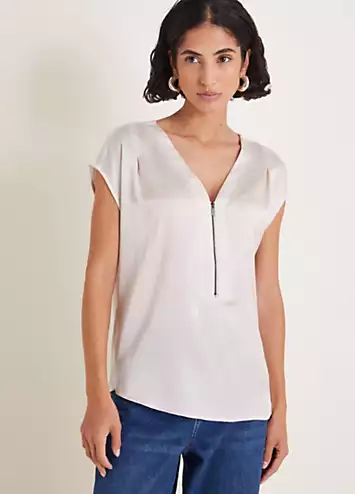 Monsoon Wilde Sleeveless Satin Cream Top