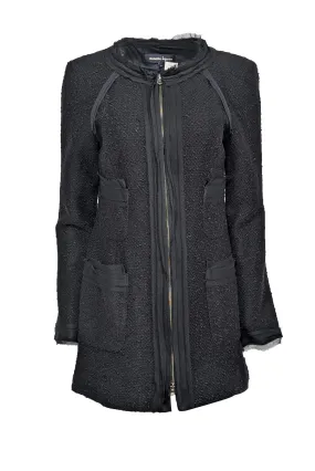 Nanette Lepore - Black Tweed Zip Up Long Jacket Sz 10