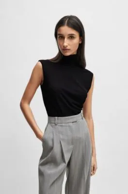 Naomi x BOSS ribbed sleeveless rollneck top 