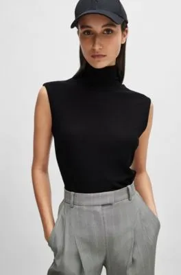 Naomi x BOSS ribbed sleeveless rollneck top 