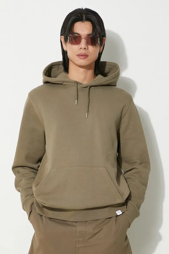 Norse Projects cotton sweatshirt Vagn Slim Organic men's green color hooded smooth N20.1276.8076