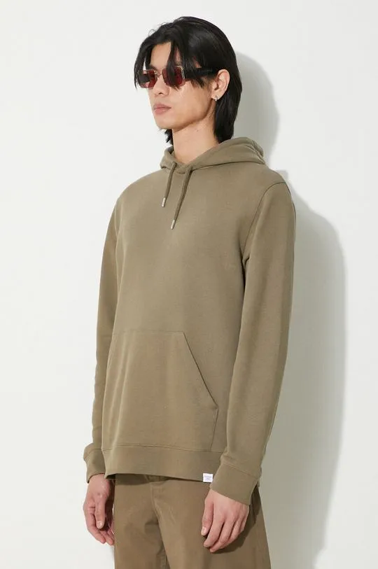 Norse Projects cotton sweatshirt Vagn Slim Organic men's green color hooded smooth N20.1276.8076