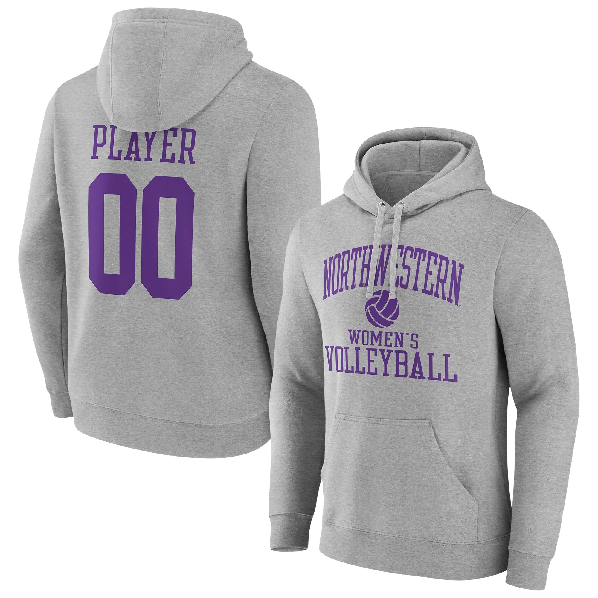 Northwestern Wildcats Gray Women's Volleyball Pick-A-Player NIL Gameday Tradition Pullover Hoodie